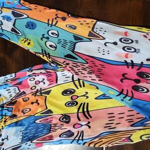 Source Unknown Colorful Cartoon Cat Leggings - Multicolor